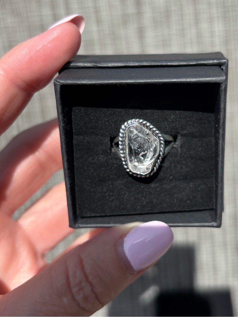 Sterling Silver Herkimer Diamond Ring Size 7.5
